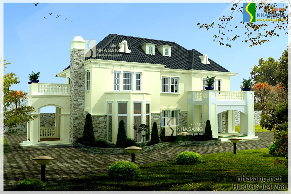 mẫu thiết kế nhà biệt thự vườn 2 tầng tân cổ điển đẹp